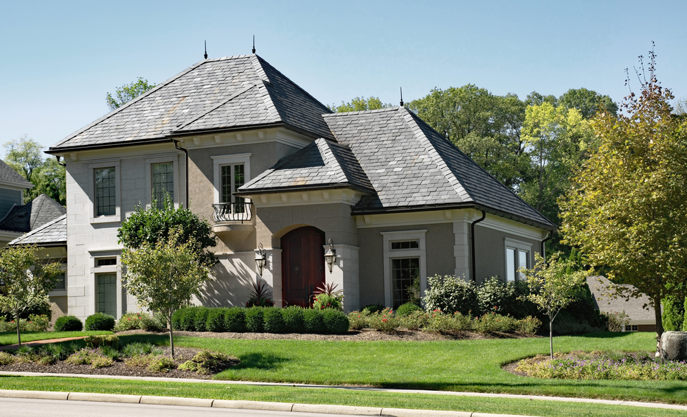 Stone & Stucco House with Slate Roof